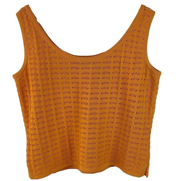 St. John orange knit shell sleeveless scoop neck sweater large - Picture 3 of 6